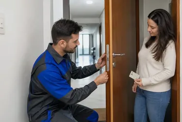 Profissional usando ferramentas para abrir uma fechadura na cidade.